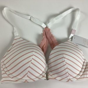 Cacique Front Close Wire Cotton Boost Plunge Bra Size 32C & 34B Stripe NWT New